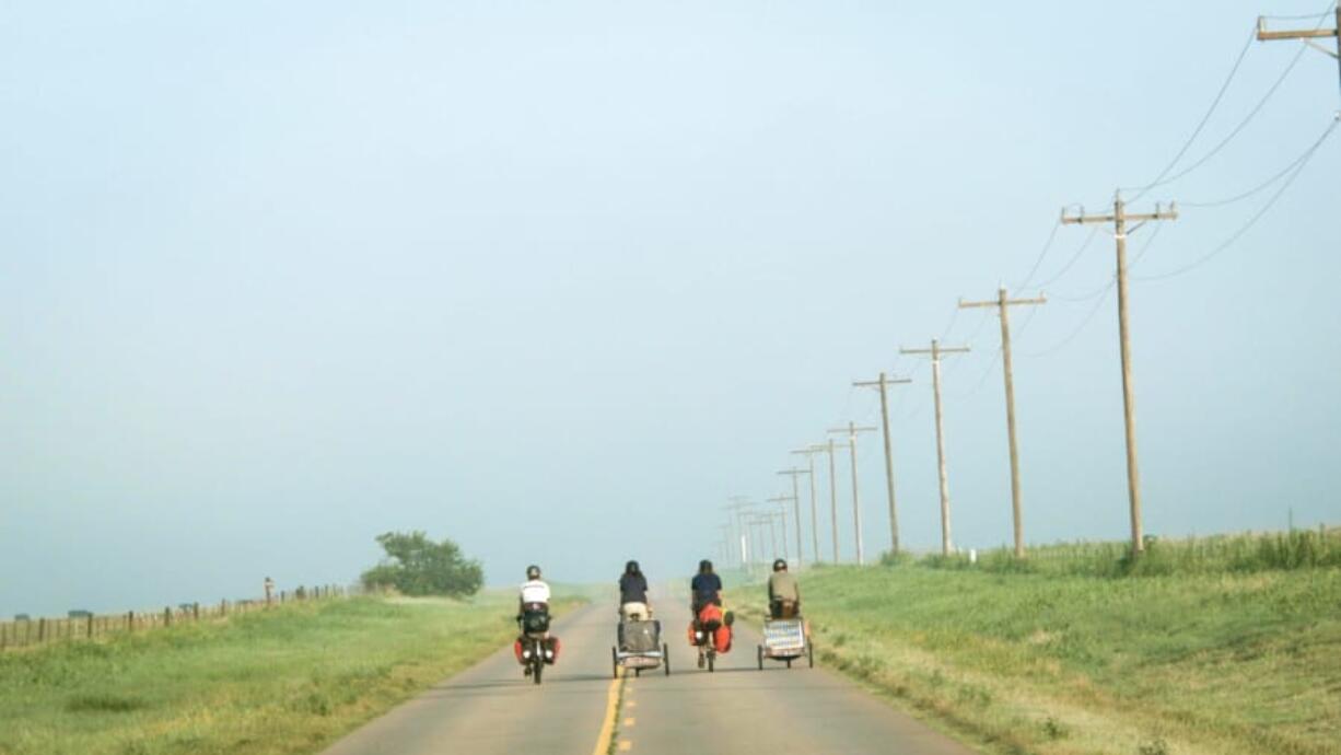 In the documentary “The Bikes of Wrath,” five Australian cyclists explore the current state of the American Dream by retracing the Depression-era Oklahoma-to-California journey of the Joad family from John Steinbeck’s classic novel “The Grapes of Wrath.” Photos courtesy “The Bikes of Wrath” film