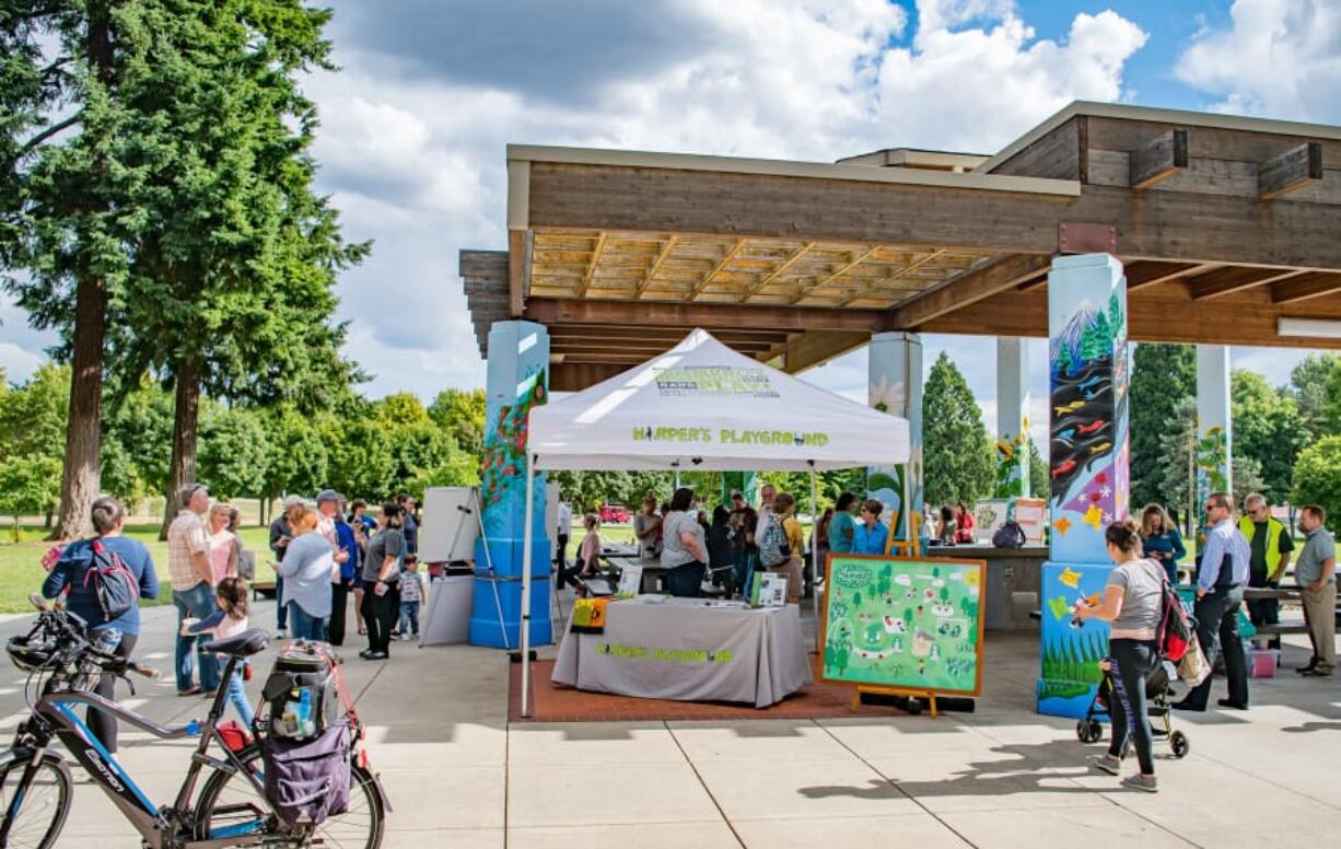 More than 150 people attended an event unveiling the all-inclusive vision for Marshall Park on June 26, organized by Vancouver Parks and Recreation and Harper’s Playground. Harper’s Playground is a Portland-based nonprofit that designs play areas for all children, including those with disabilities.