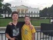 Anthony Ross, left, and his brother Austin pose outside the White House. The brothers have Type 1 diabetes and have advocated for patients at Children’s Congress in Washington, D.C.