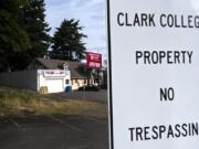 A sign marking the edge of the Clark College Foundation’s property is seen here near the site of a proposed development at the corner of East Fourth Plain Boulevard and Fort Vancouver Way. The Clark College Foundation hopes to some day develop the property into a welcoming entrance to the Vancouver community college.