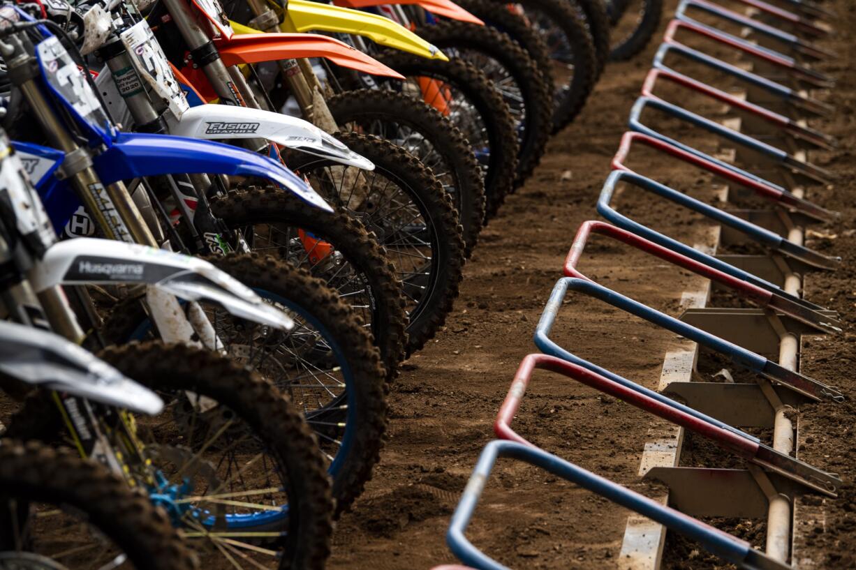 Riders line up for the 125 All Star Race during the Washougal National Lucas Oil Pro Motocross at the Washougal MX Park on Saturday afternoon, July 27, 2019.