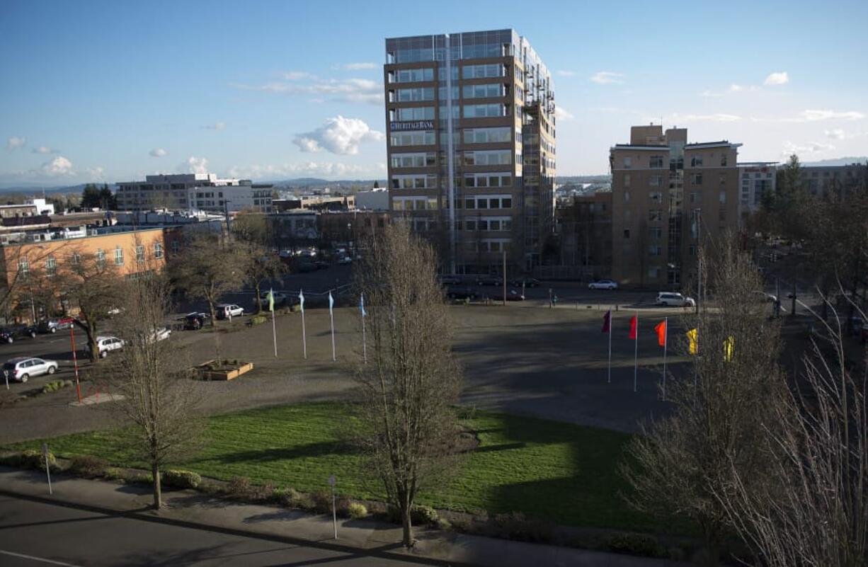 Block 10, seen here in 2016, has remained undeveloped since the early 1990s, but Holland Partner Group is moving forward on a plan to built a 154-foot-tall office and residential tower on the site.