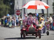 Members of the Southwest Washington Shrine Clowns entertain the crowds at the annual Camas Days Grand Parade in 2017.