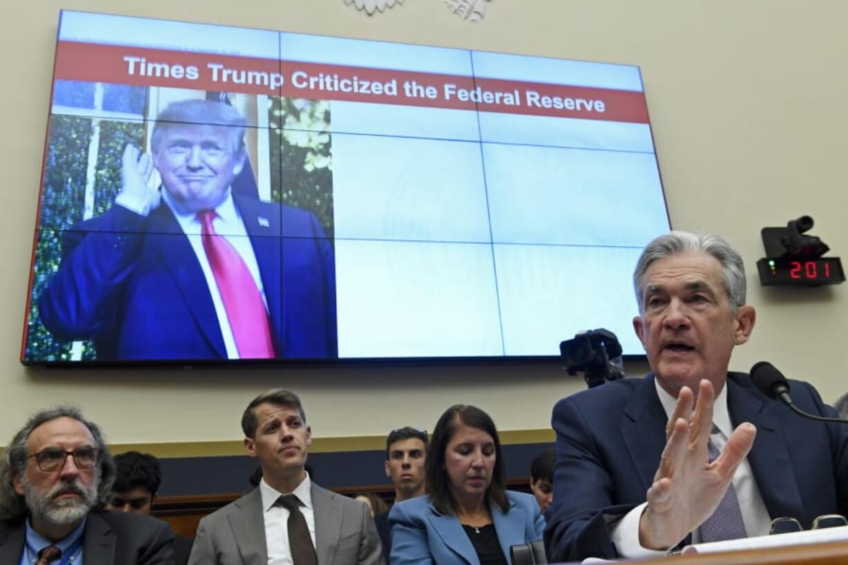 Federal Reserve Chairman Jerome Powell testifies Wednesday before the House Financial Services Committee on Capitol Hill in Washington.