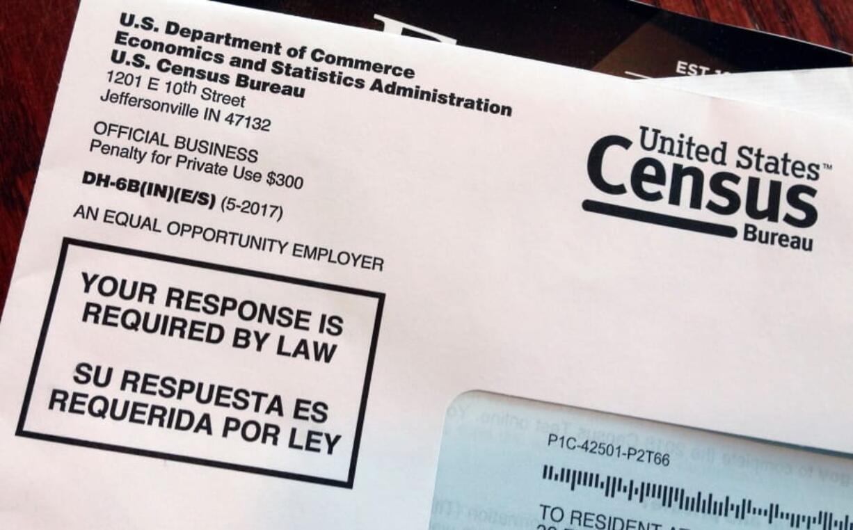 FILE - This March 23, 2018, file photo shows an envelope containing a 2018 census letter mailed to a U.S. resident as part of the nation’s only test run of the 2020 Census. Legal wrangling has surrounded the U.S. census count for decades, culminating in this year’s fight over adding a citizenship question. (AP Photo/Michelle R.