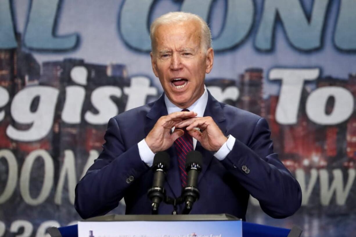 Democratic presidential candidate former Vice President Joe Biden addresses the Rainbow PUSH Coalition Annual International Convention Friday, June 28, 2019, in Chicago.