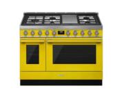 One of SMEG USA’s yellow ranges. If you’re keen to take a bigger leap into yellow beyond just paint or accessories, consider appliances. SMEG has a suite of stoves, range hoods and fridges in the hue; paired with neutral colors, stone and wood, the look is upbeat and uber cool.