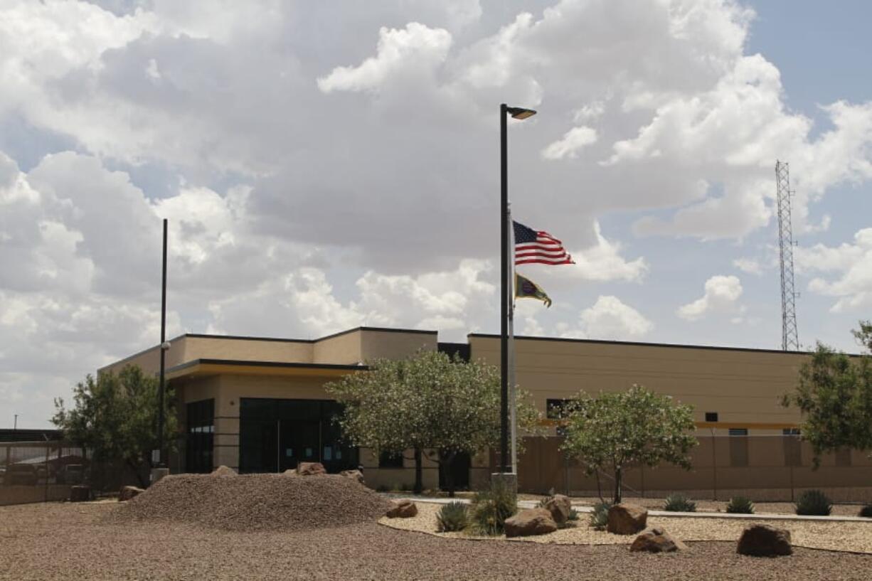 In this June 26, 2019 photo, the entrance to the Border Patrol station in Clint, Texas.