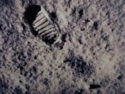 A footprint left by one of the astronauts of the Apollo 11 mission shows in the soft, powder surface of the moon on July 20, 1969.