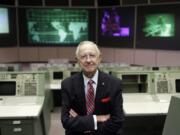 NASA Mission Control founder Chris Kraft sits in the old Mission Control in July 2011 at Johnson Space Center in Houston. Kraft, the founder of NASA’s Mission Control, died Monday, two days after the 50th anniversary of the Apollo 11 moon landing. He was 95.