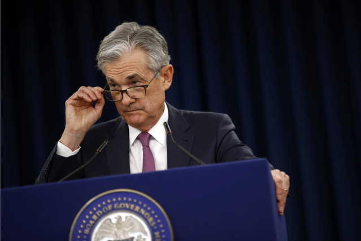 In this May 1, 2019, file photo Federal Reserve Board Chair Jerome Powell speaks at a news conference following a two-day meeting of the Federal Open Market Committee in Washington. Powell says the Fed's annual stress tests of the nation's largest banks will need to evolve to keep pace with a changing financial system.