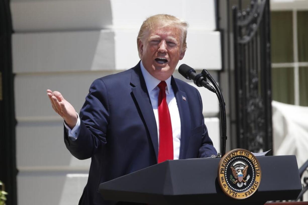 President Donald Trump speaks during a Made in America showcase event on the South Lawn of the White House, Monday, July 15, 2019, in Washington.