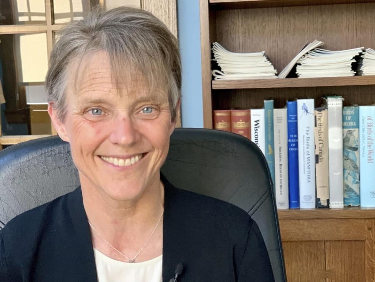 The Right Rev. Mariann Edgar Budde poses for a photo on Tuesday, July 30, 2019, at her home in Minneapolis. Budde is bishop of the Episcopal Diocese of Washington, and is among faith leaders at Washington National Cathedral who responded to President Donald Trump’s derogatory comments about Baltimore.