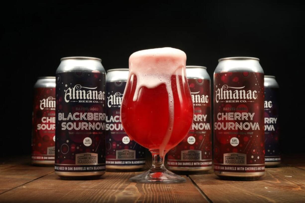 Almanac spent about two years working on its series of mixed-culture sour beers that it could package in cans. The Sournova line — that’s the cherry in the glass — are dry with a burst of fruit flavor, sour without having a sharp bite, and incredibly refreshing.