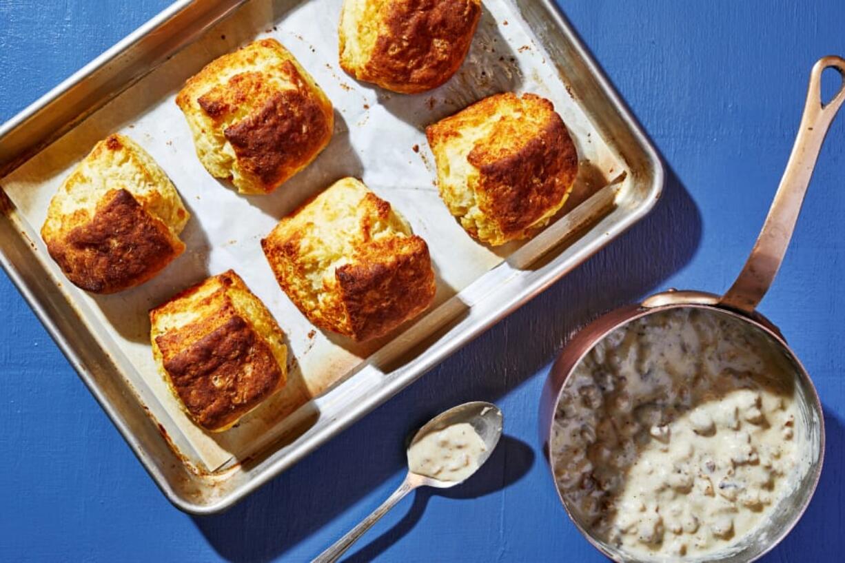 Buttermilk Biscuits With Sausage Gravy (Photo for The Washington Post by Stacy Zarin Goldberg)