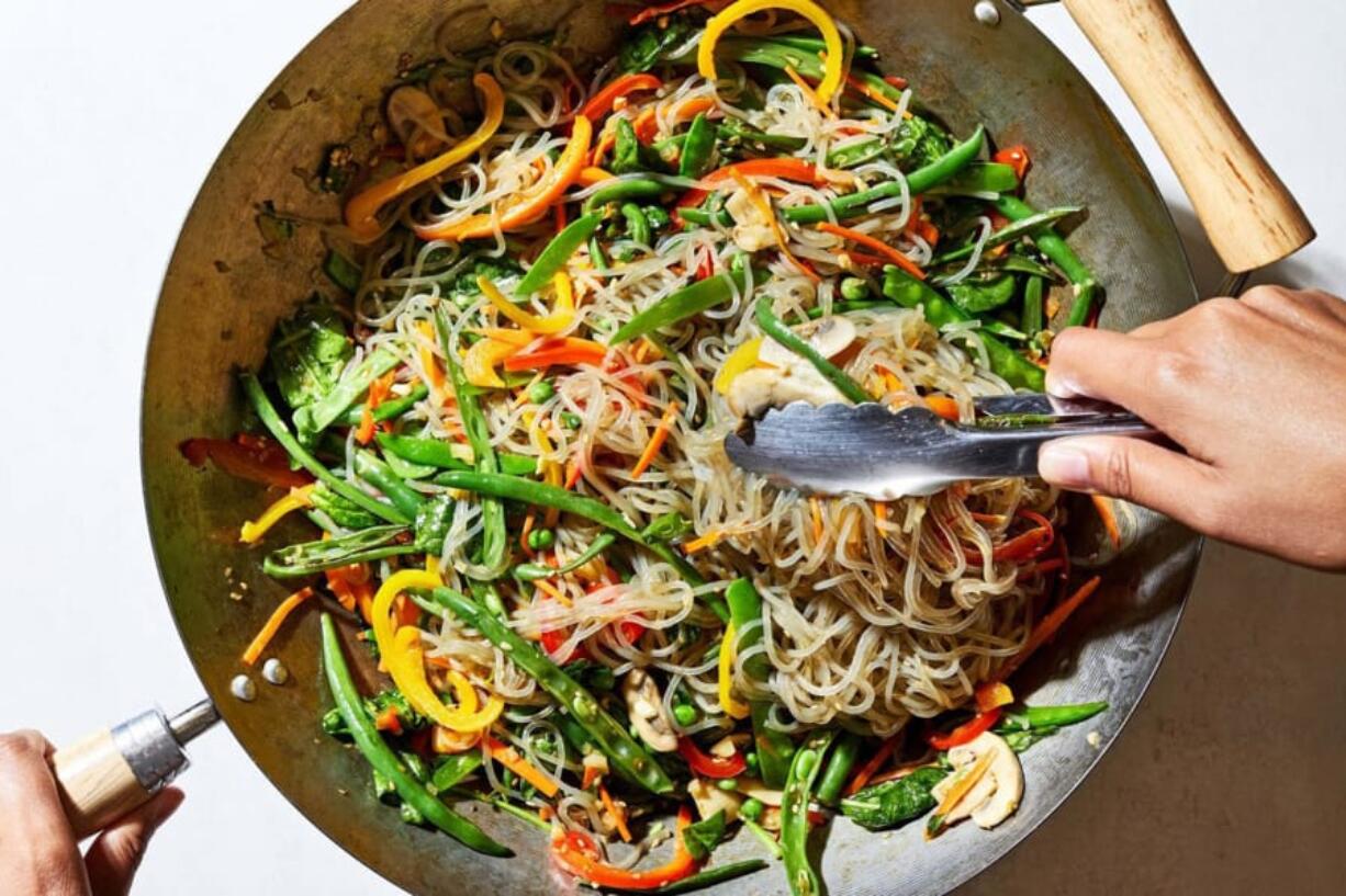 Korean Glass Noodle and Vegetable Stir-Fry (Japchae).