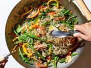 Korean Glass Noodle and Vegetable Stir-Fry (Japchae).