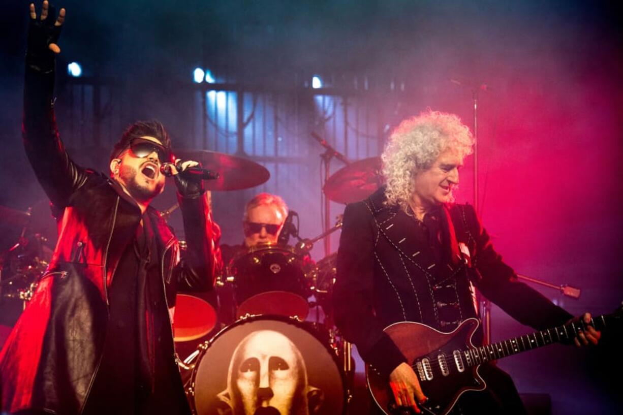 Queen and Adam Lambert are pictured in concert at the O2 Arena in London on December 12, 2017.