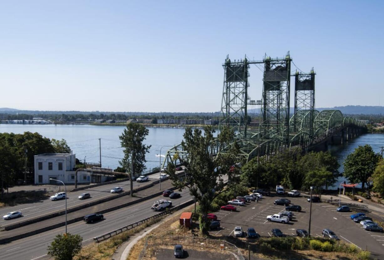 A view of the I-5 bridge is visible from the new Hurley Building at 201 S. Third St. in downtown Vancouver on July 31.