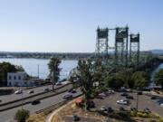 A view of the I-5 bridge is visible from the new Hurley Building at 201 S. Third St. in downtown Vancouver on July 31.