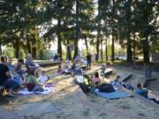 Families and friends get ready to watch a movie at the Water Works Park amphitheater during the summer of 2015. Though it once served as the site of performances and movie nights, the amphitheater has since been demolished to make room for a new water reservoir. There are currently no plans underway to build a new amphitheater at the park.