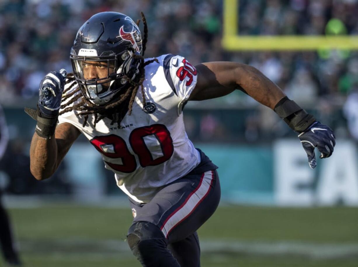 Jadeveon Clowney took part in his first practice with the Seattle Seahawks on Monday in Renton. He was acquired in a trade from Houston on Sunday, Sept. 1, 2019.