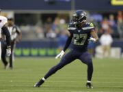 Seattle Seahawks defensive back Marquise Blair watches a Denver Broncos play develop during the first half of an NFL football preseason game Thursday, Aug. 8, 2019, in Seattle.