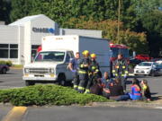 Four people were evaluated for carbon monoxide exposure Monday afternoon at Columbia Square shopping mall.