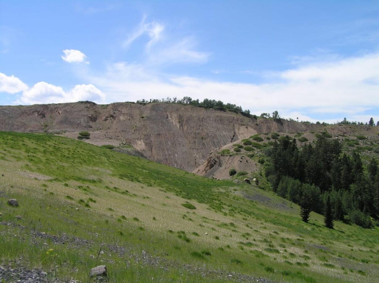 Waste rock at the defunct South Maybe Mine, an Agrium Inc.-owned site being managed under federal Superfund authority, on July 16, 2009, in Soda Springs, Idaho.
