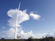 A United Launch Alliance Delta IV rocket lifts off from space launch complex 37 at the Cape Canaveral Air Force Station with the second Global Positioning System III payload, Thursday, Aug. 22, 2019, in Cape Canaveral, Fla.