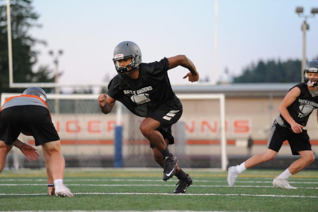 Battle Ground’s Steven Hancock, an all-league defensive end, will also be a starting tailback for the Tigers in 2019.