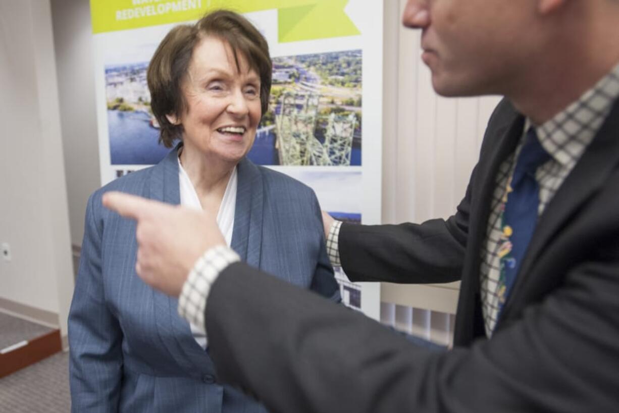 Former Port of Vancouver Commissioner Nancy Baker, seen in December 2015, died Friday night at age 81. Baker was the first woman on the Port of Vancouver commission.