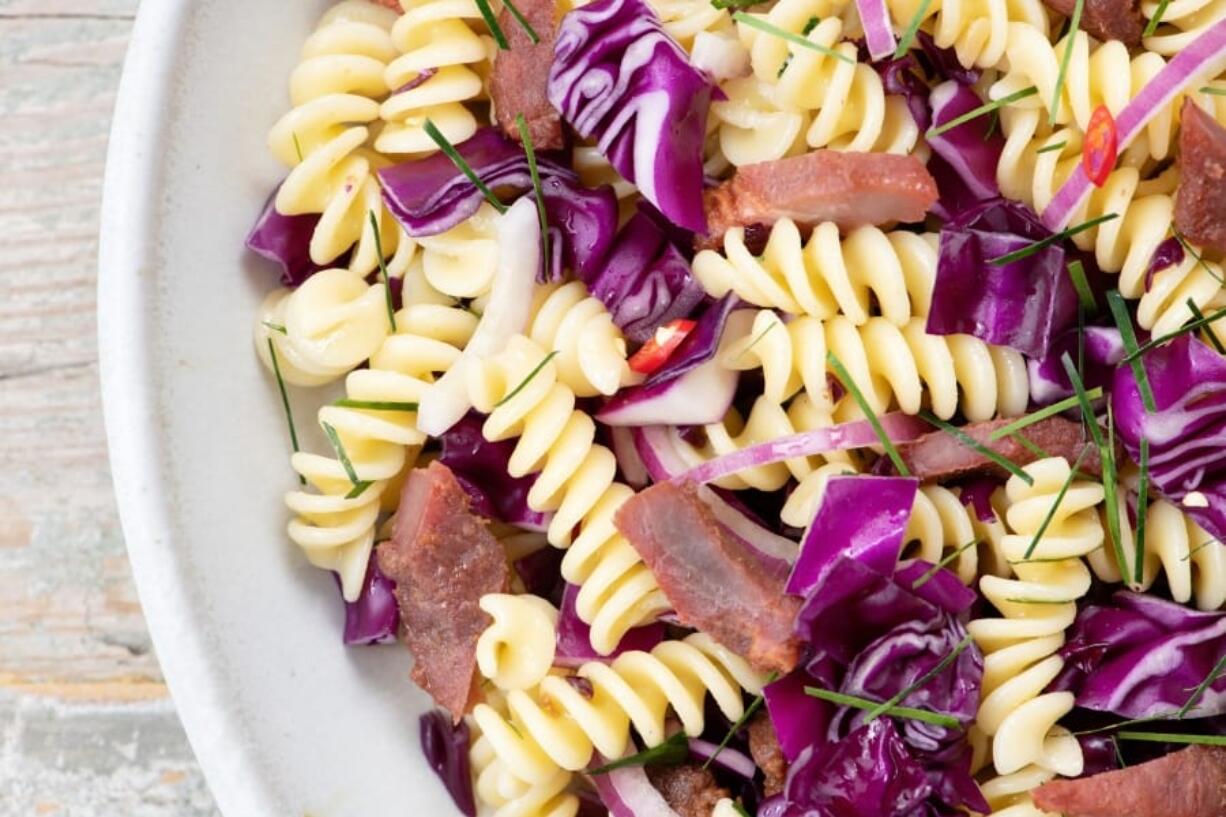 Thai Pork Jerky Pasta Salad.