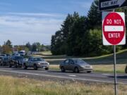 Traffic begins to pile up at Exit 21 off Interstate 5 heading into Woodland in July.