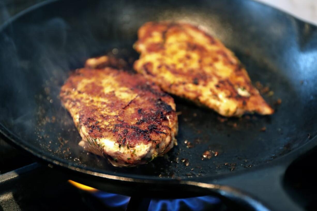 Quick-griddled chicken with herbs photographed in the Chicago Tribune studio on Wednesday, Aug. 21, 2019.