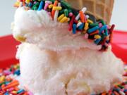 A double-scoop of Homemade lemon lotus ice cream in a cone with sprinkles, Wednesday, July 31, 2019. (Hillary Levin/St.