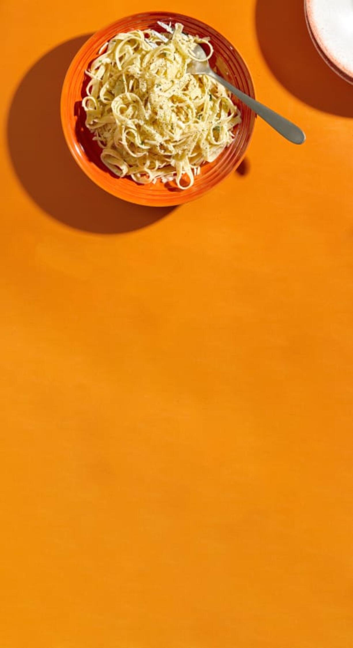 Creamy Fettuccine With Garlic and Herbs.