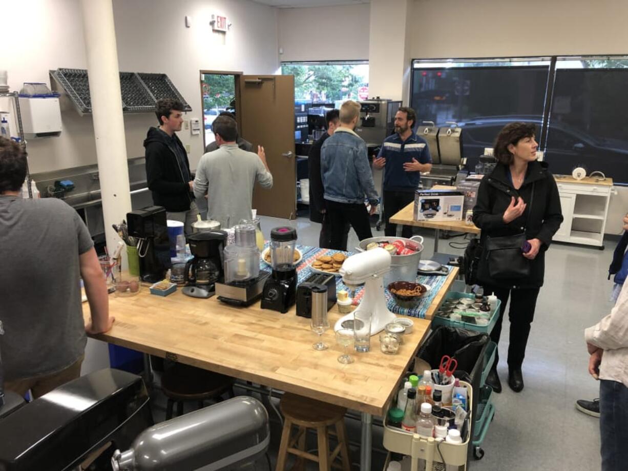 The office of Perfect Co. at 705 Main St. was one of several firms that hosted tech-minded people on Tuesday during the third-annual Vancouver Tech Tour. Perfect Co. makes precision food scales connected to smartphone apps.