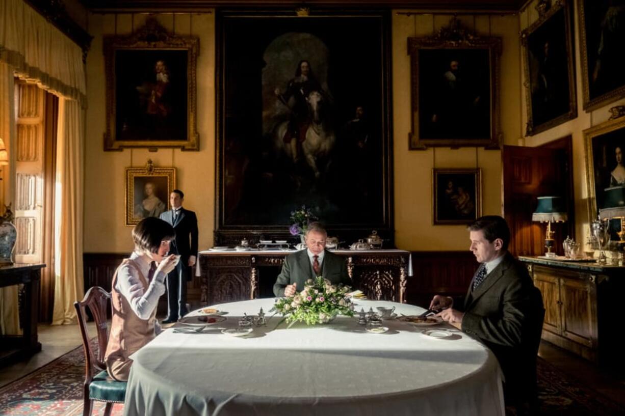 Michelle Dockery, from left, Robert James-Collier, Hugh Bonneville and Allen Leech in &quot;Downton Abbey.&quot; (Jaap Buitendijk/Focus Features)