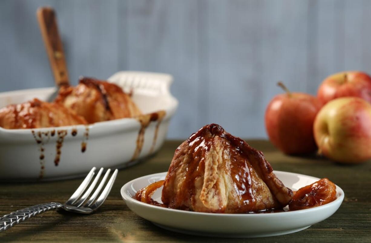 Apple dumplings from a recipe of the new edition of &quot;The Joy of Cooking,&quot; prepared and styled by Shannon Kinsella, in the test kitchen, Wednesday, Sept. 4, 2019.