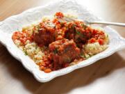 Turkey Meatballs and Grated Fresh Tomato Sauce With Harissa.