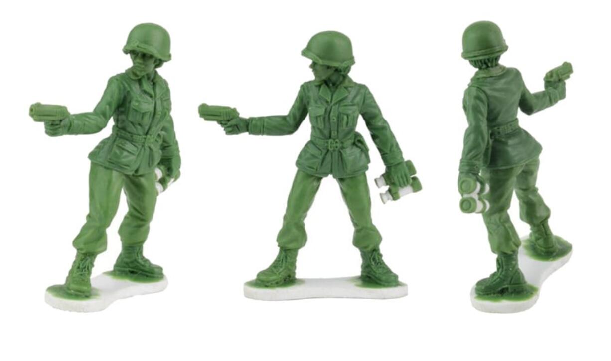 Prototypes and sketches of a toy Army woman from BMC Toys.