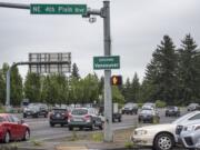 Commuters drive through the intersection of Highway 500 and Northeast Fourth Plain Boulevard during rush hour on May 23.