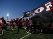 Union runs onto the field before Friday nightÕs game at McKenzie Stadium in Vancouver on Sept. 6, 2019.