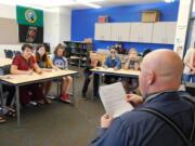 Ridgefield: The View Ridge Middle School Knowledge Bowl teams get ready to buzz in during a practice session last season.