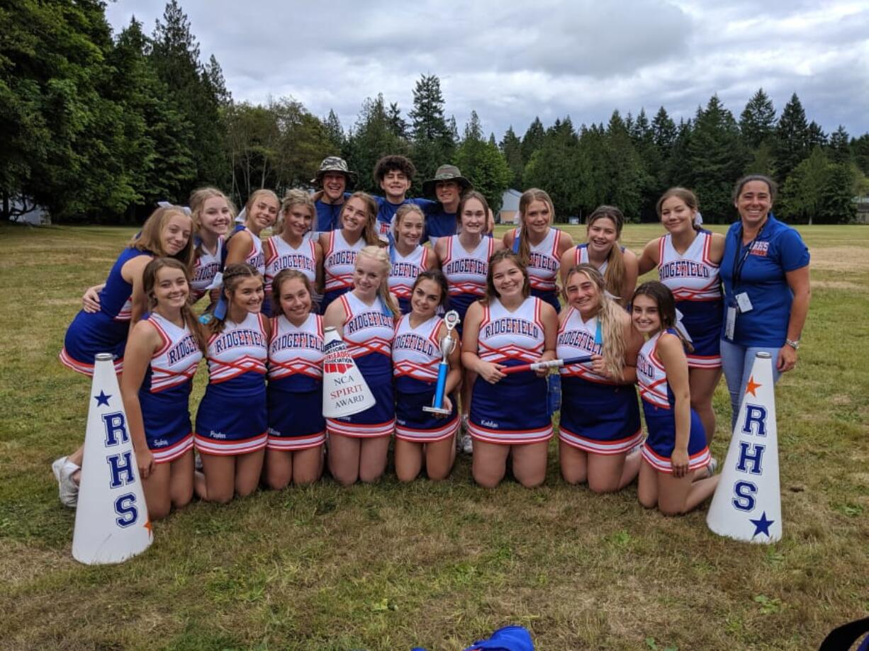 Ridgefield: Ridgefield High School’s cheer team took first place in the Band Dance Competition and was voted Most Spirited Squad at the National Cheerleaders Association Varsity Camp in Olympia.