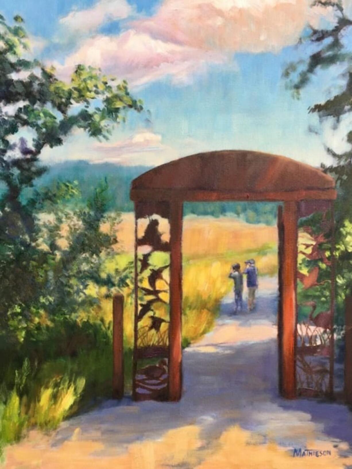 Camas: Cheryl Mathieson’s oil painting titled “Through the Doorway at Steigerwald Refuge” is being auctioned off this month at Second Story Gallery.