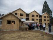 Construction is about half complete at The Pacific, an 18-unit apartment building for people exiting homelessness. It will be the first completed development by Housing Initiative.