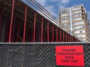 The construction site for the Vancouver Center south tower on Friday afternoon. One of the other three Vancouvercenter towers is visible in the background.