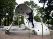 Harper&#039;s Playground executive director Cody Goldberg, one of the keynote speakers at the upcoming Design Vancouver conference, is pictured at Harper&#039;s Playground in North Portland&#039;s Arbor Lodge Park. In 2009, Cody and his wife April&#039;s 5-year-old daughter, Harper, tried to approach a play structure at the park near their home and her walker got stuck in wood chips. Frustrated that she was unable to use almost all playgrounds, they started the nonprofit Harper&#039;s Playground and began working on building inclusive playgrounds.